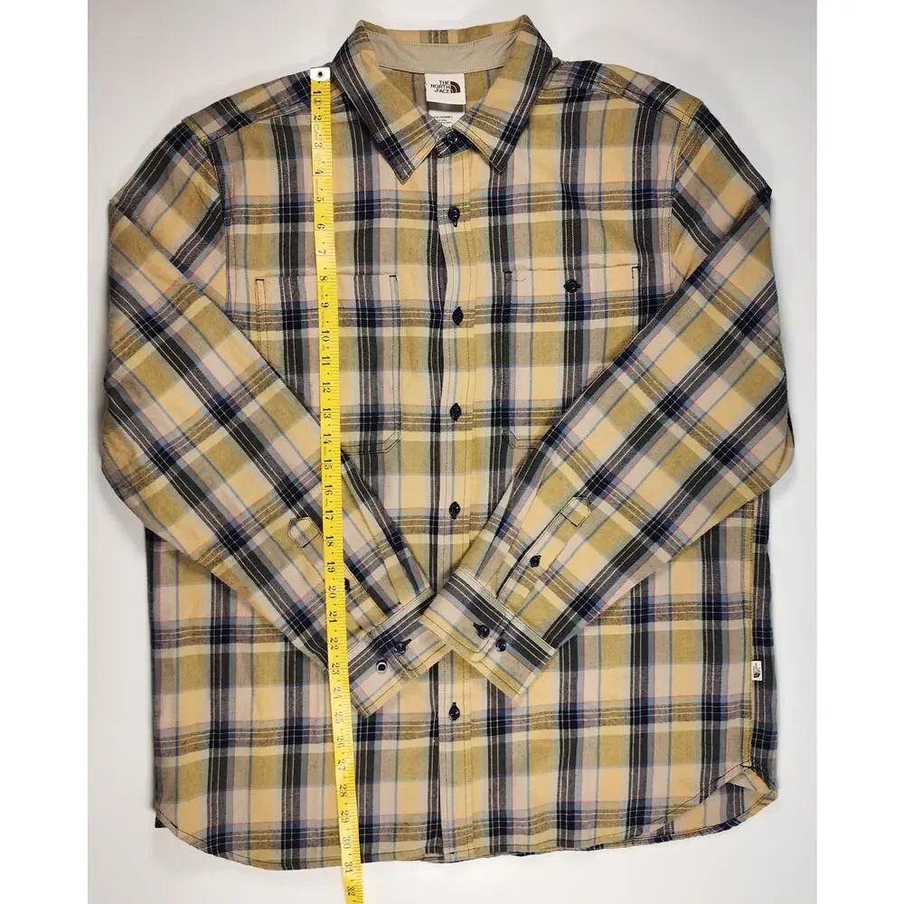 The‎ North Face Plaid Flannel Button Down Shirt Men XL Yellow Outdoor